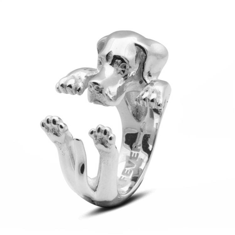 Dog Fever Sterling Silver Pointer Hug Ring - L Silver