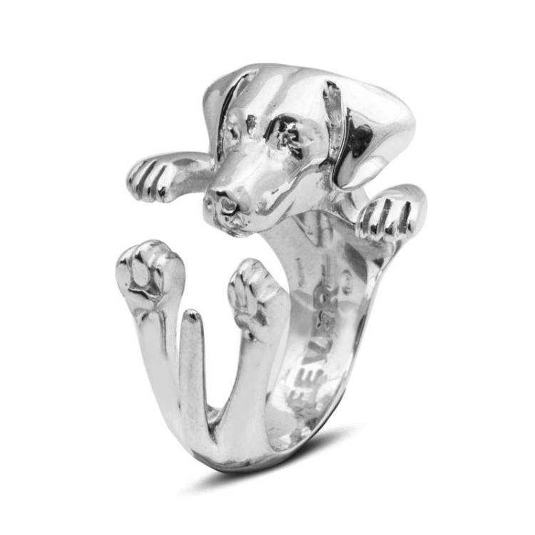 Dog Fever Sterling Silver Rhodesian Ridgeback Hug Ring - XL Silver