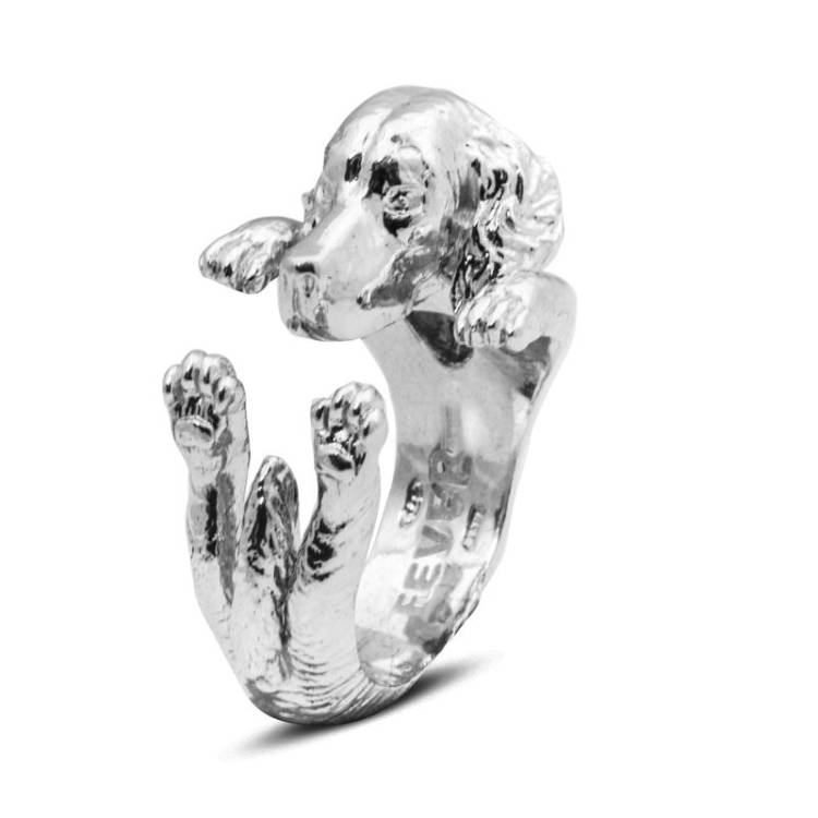 Dog Fever Sterling Silver Setter Hug Ring - S