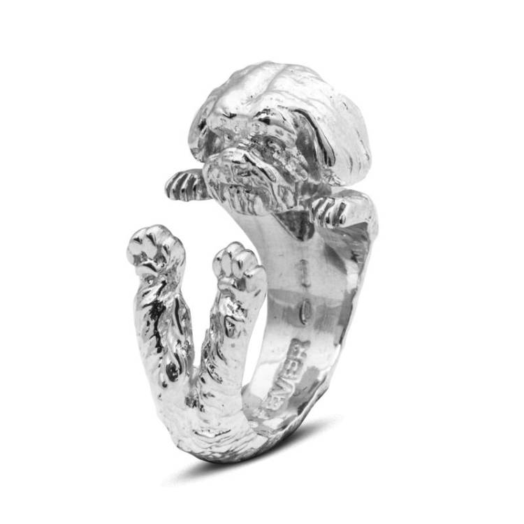 Dog Fever Sterling Silver Shih Tzu Hug Ring - XL Silver