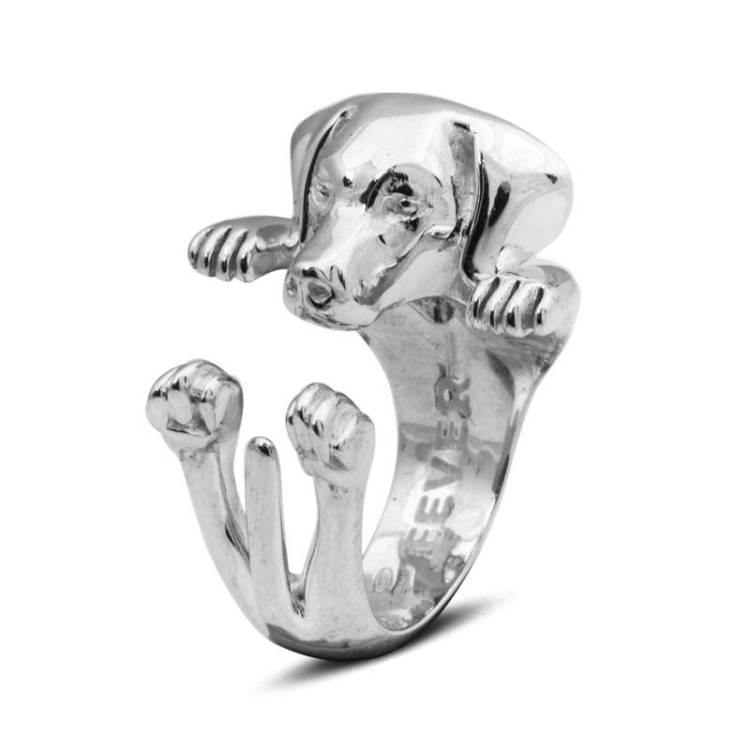Dog Fever Sterling Silver Weimaraner Hug Ring - XL Silver