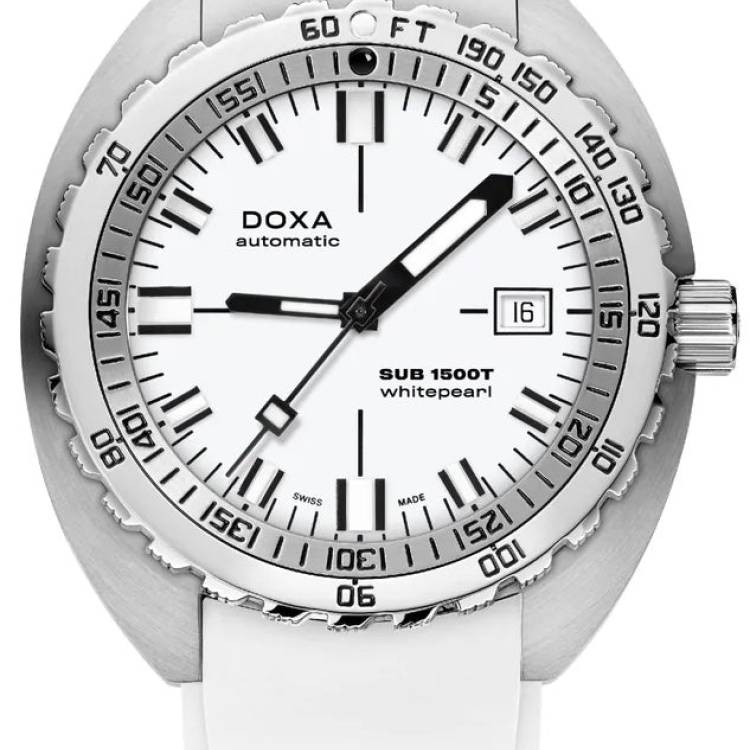 Doxa Watch SUB 1500T Whitepearl Rubber - White