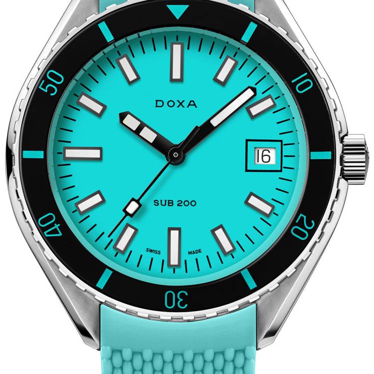 Doxa Watch Sub 200 Aquamarine Rubber - Blue