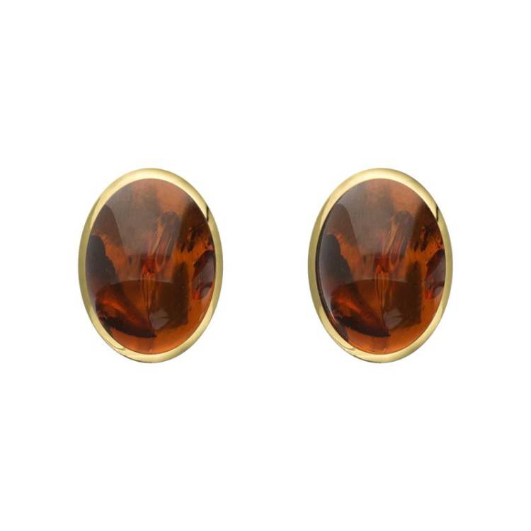 9ct Yellow Gold Amber 7 x 5mm Classic Small Oval Stud Earrings