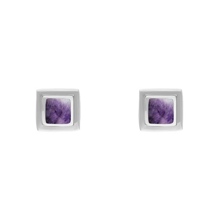 Sterling Silver Blue John Square Stud Earrings - Silver