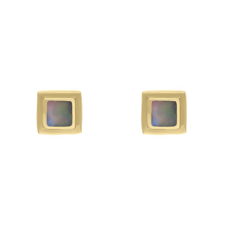9ct Yellow Gold Opal Square Stone Set Stud Earrings