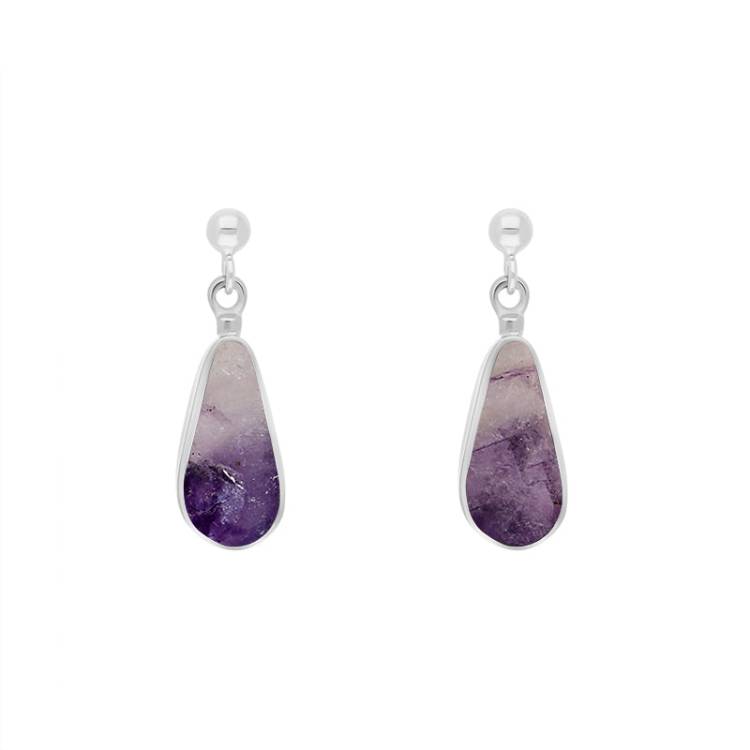 Sterling Silver Blue John Pear Drop Earrings - Option1 Value Silver