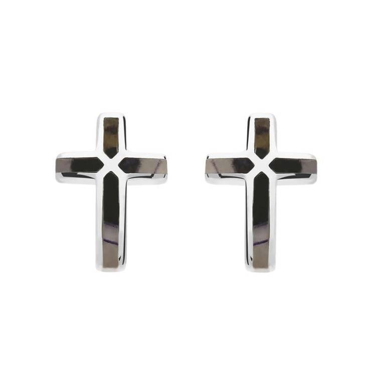 Sterling Silver Blue John Small Cross Stud Earrings
