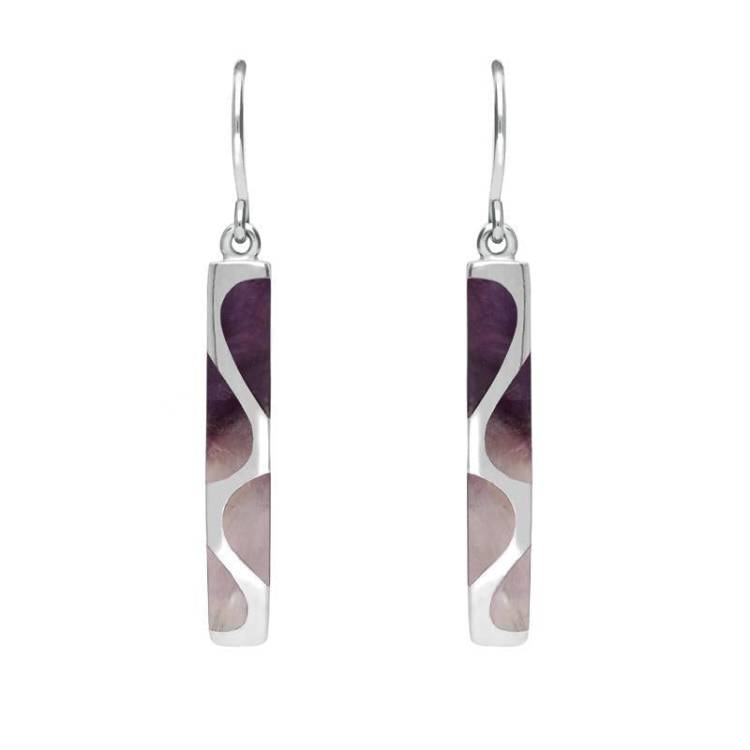 Silver Blue John Four Stone Slim Hook Drop Earrings