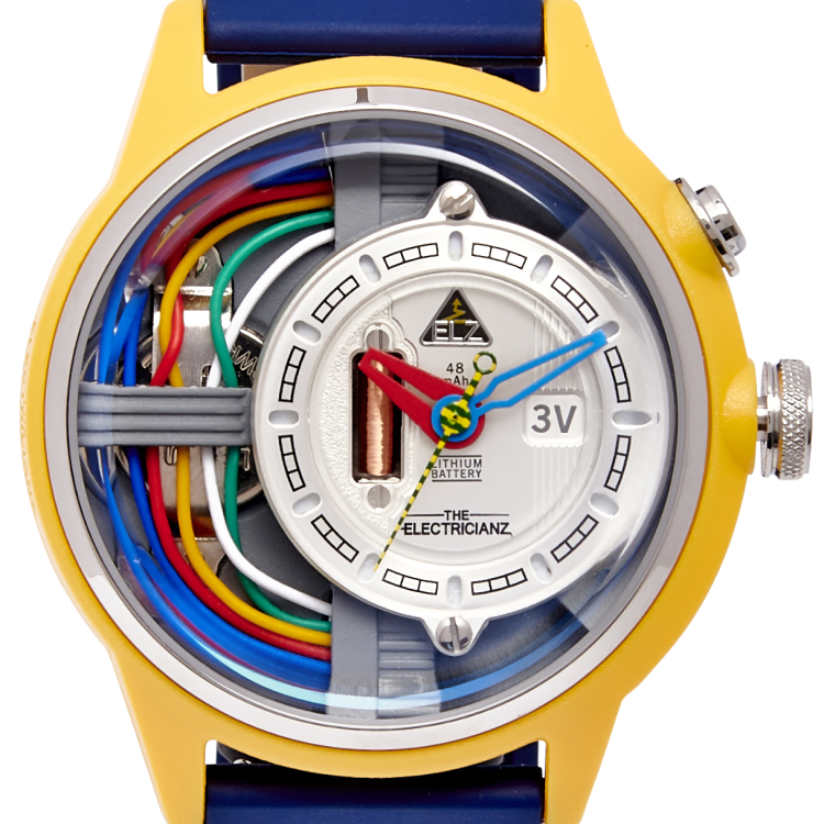 Electricianz Watch Nylon Cable Z 45mm Blue Rubber - Silver