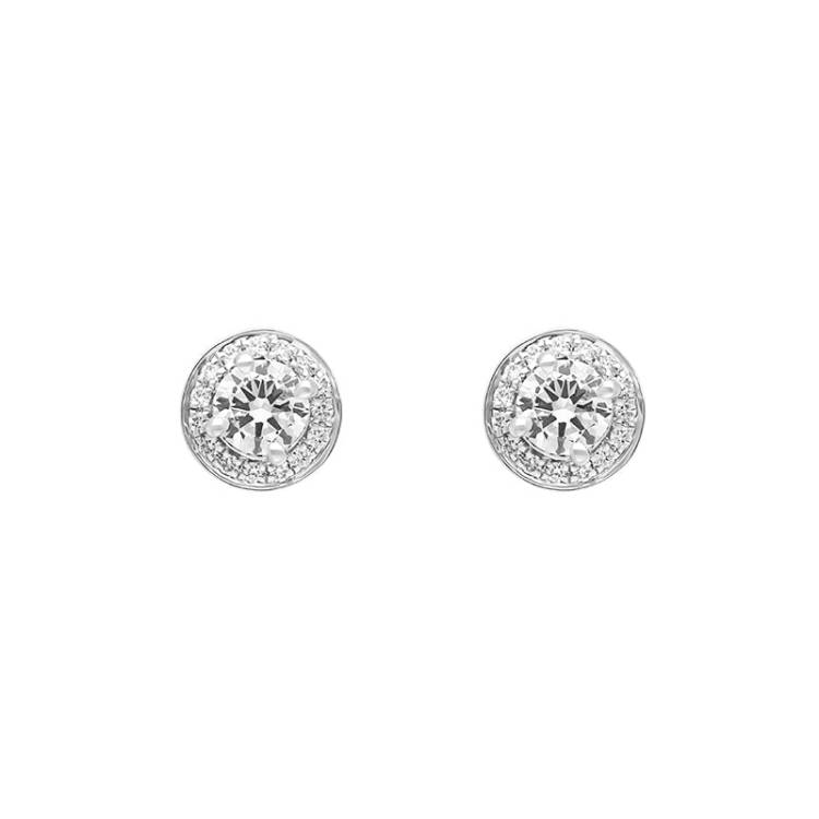 18ct White Gold 0.48ct Diamond Brilliant Cut Round Stud Earrings - Option1 Value White Gold