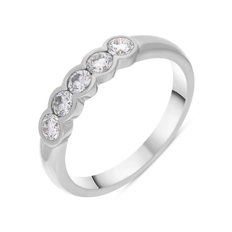 Platinum 0.50ct Diamond Brilliant Cut Bezel Set Wedding Eternity Ring - Silver