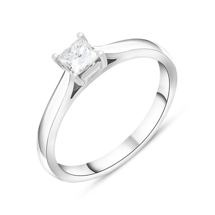Platinum 0.52ct Diamond Princess Cut Solitaire Ring