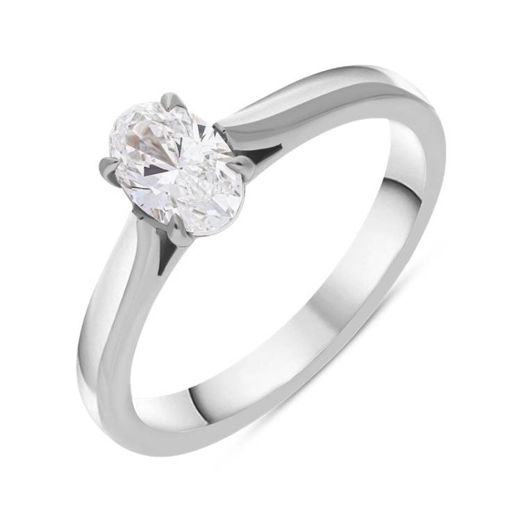 Platinum 0.60ct Diamond Oval Cut Solitaire Ring - N