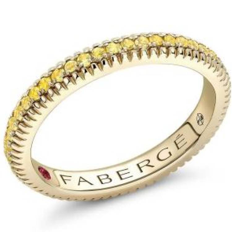 Faberge Colours of Love 18ct Yellow Gold Yellow Sapphire Fluted Band Ring - 49
