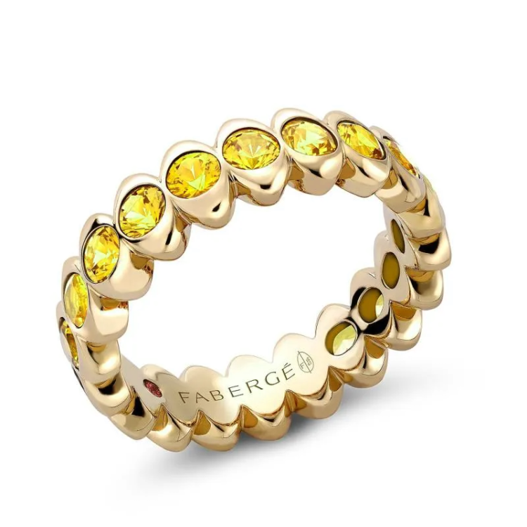 Faberge Colours of Love Cosmic Curve 18ct Yellow Gold Yellow Sapphire Eternity Ring - 57