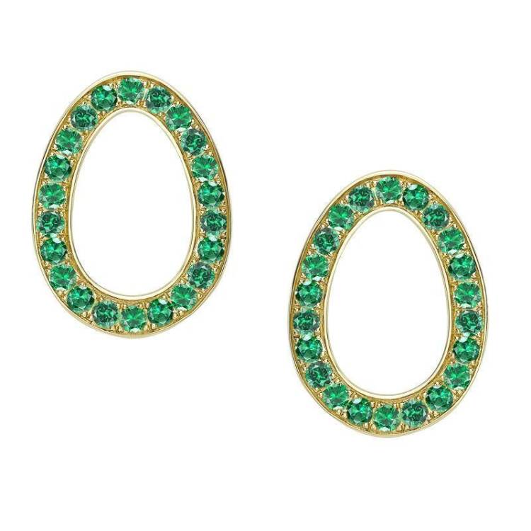 Faberge Colours of Love Sasha 18ct Yellow Gold Emerald Egg Earrings