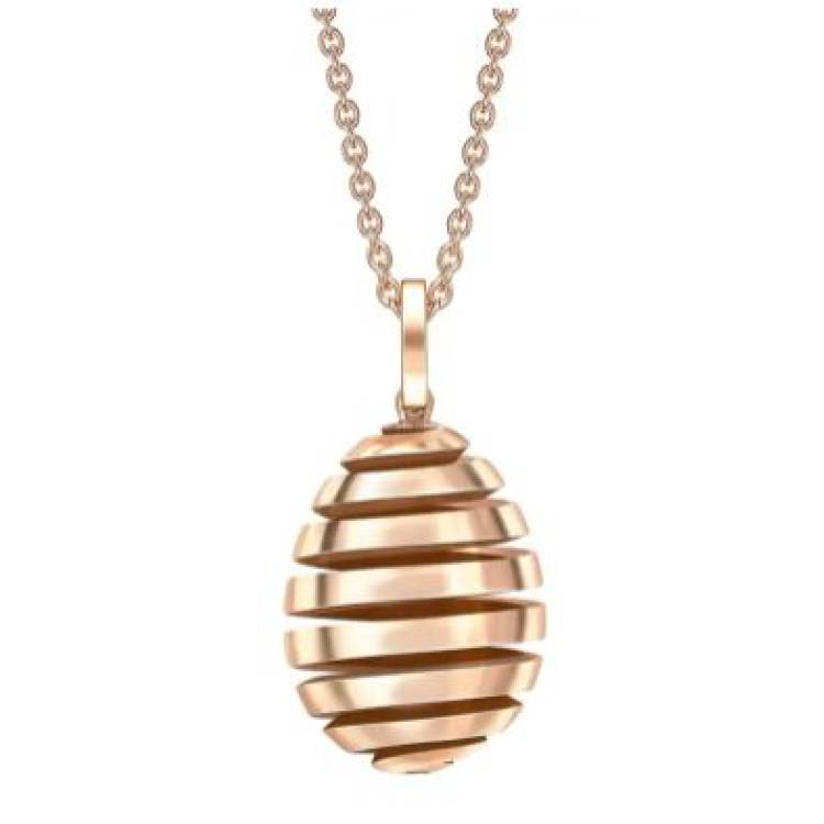 Faberge Essence Spiral 18ct Rose Gold Egg Pendant - Rose Gold