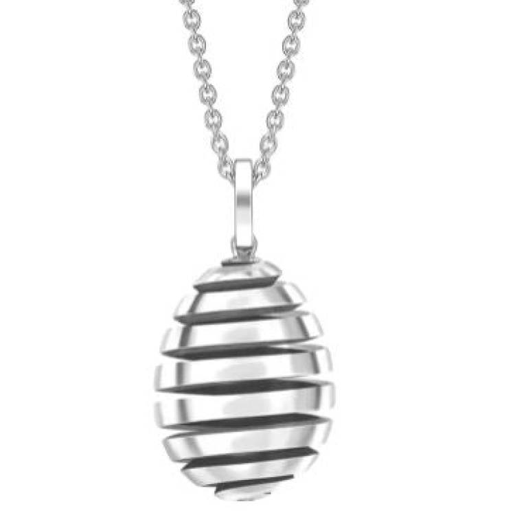 Faberge Essence Spiral 18ct White Gold Egg Pendant - White Gold