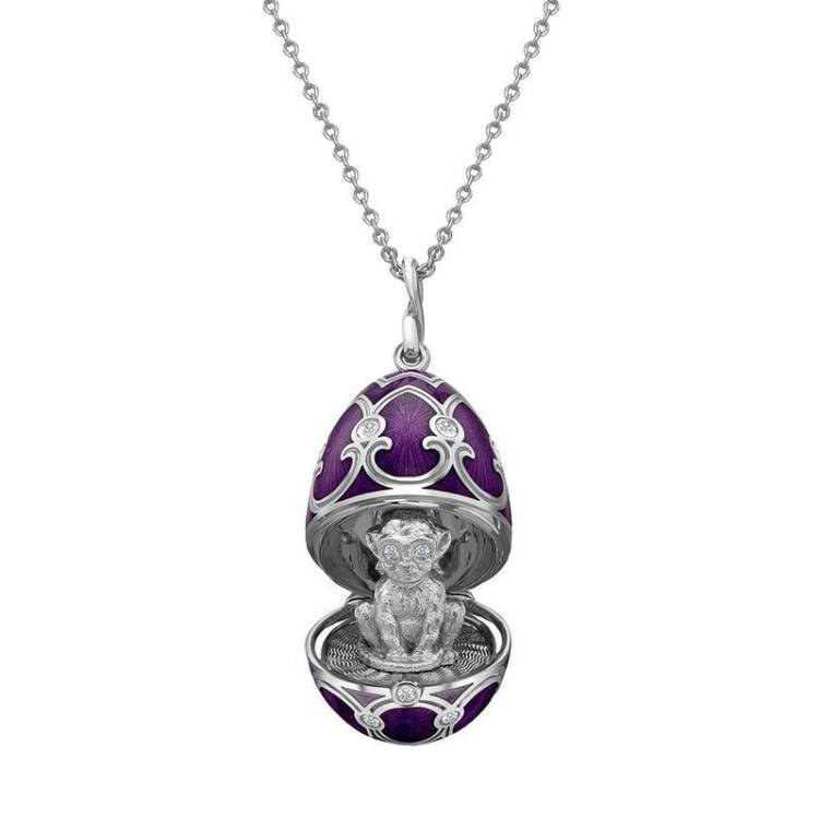 Faberge Palais Tsarskoye Selo Purple Locket with Monkey Surprise D