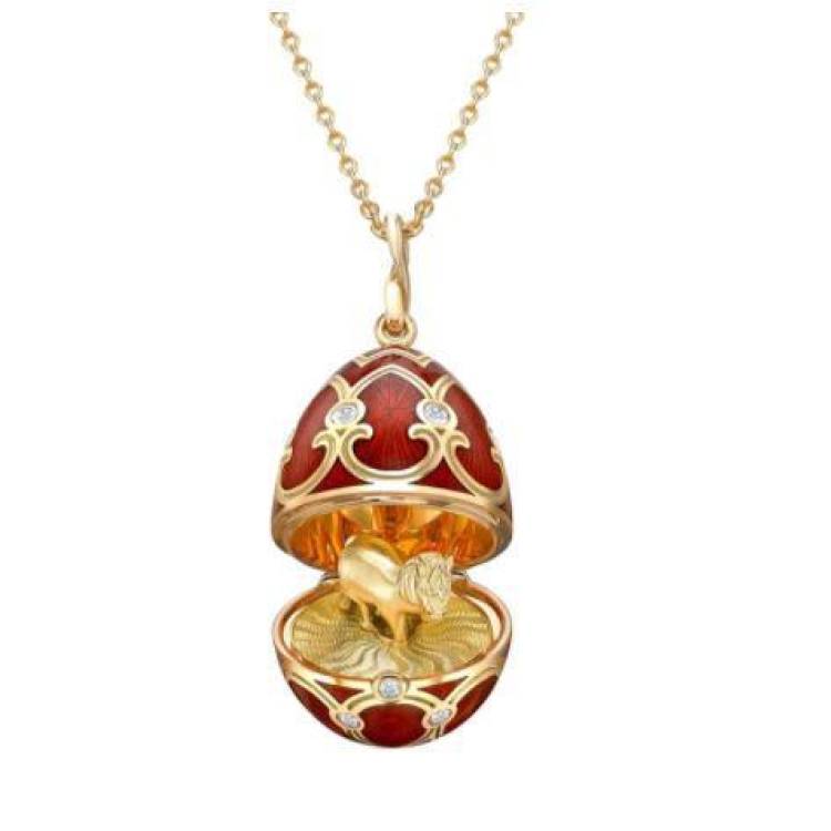 Faberge Palais Tsarskoye Selo Red Enamel Locket with Horse Surprise