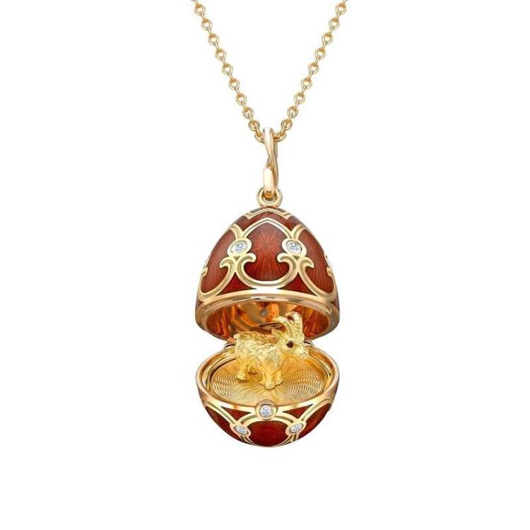 Faberge Palais Tsarskoye Selo Red Locket with Goat Surprise