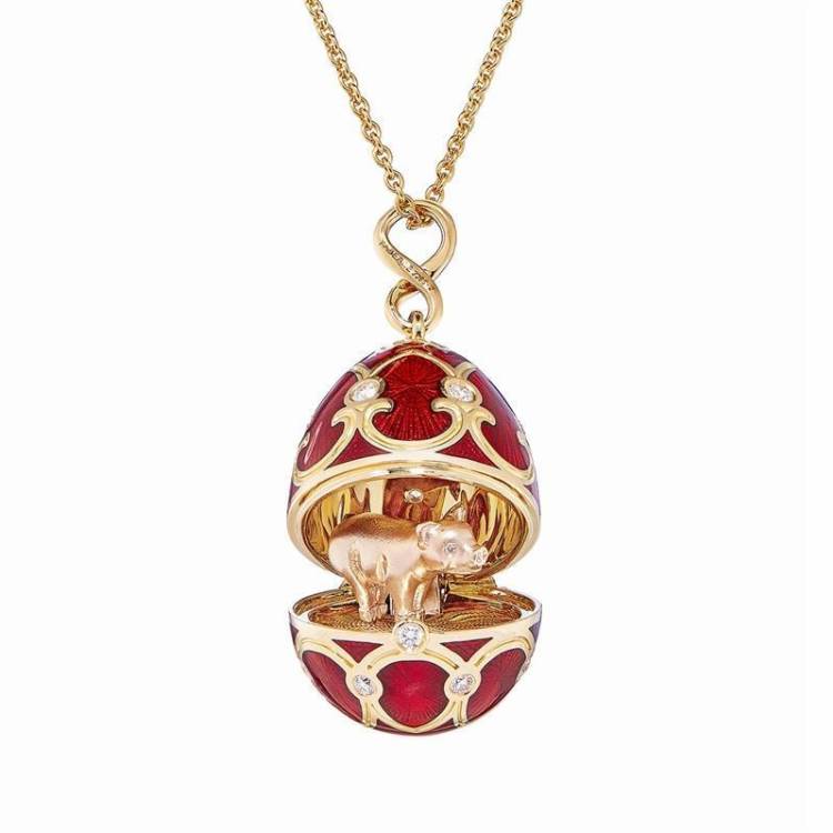 Faberge Palais Tsarskoye Selo Red Locket with Pig Surprise