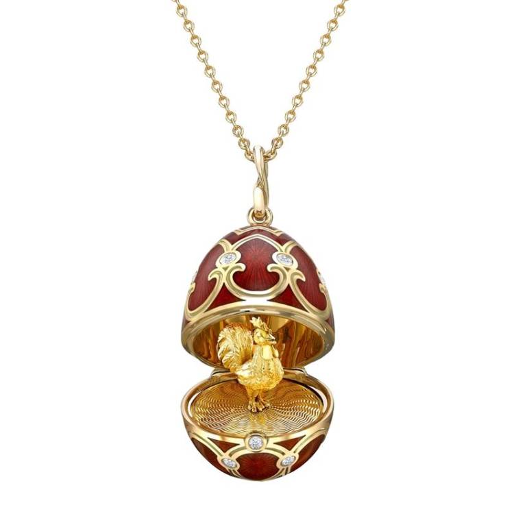 Faberge Palais Tsarskoye Selo Red Locket with Rooster Surprise