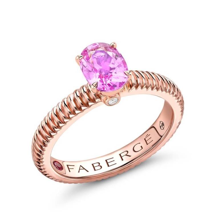 Faberge Colours of Love 18ct Rose Gold Pink Sapphire Fluted Ring - 64