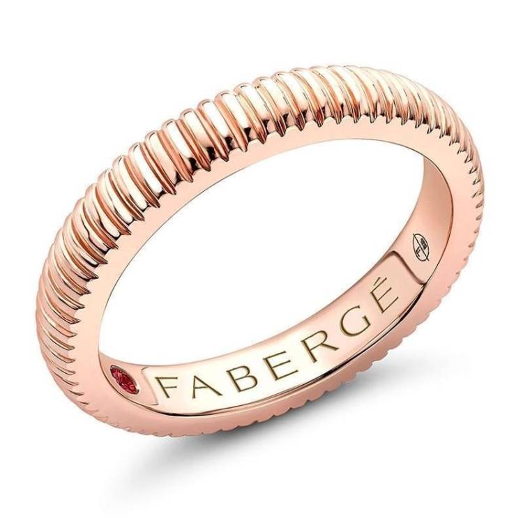 Faberge Colours of Love 18ct Rose Gold Fluted Band Ring - 51