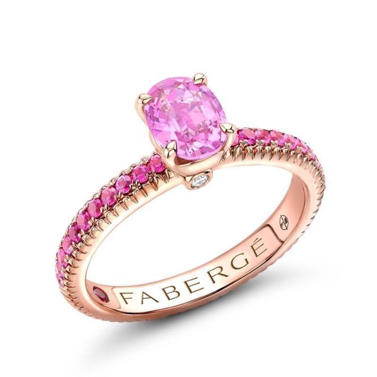 Faberge Colours of Love 18ct Rose Gold Pink Sapphire Fluted Ring - 61