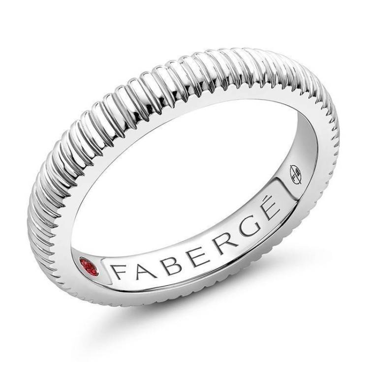 Faberge Colours of Love 18ct White Gold Fluted Band Ring - 48