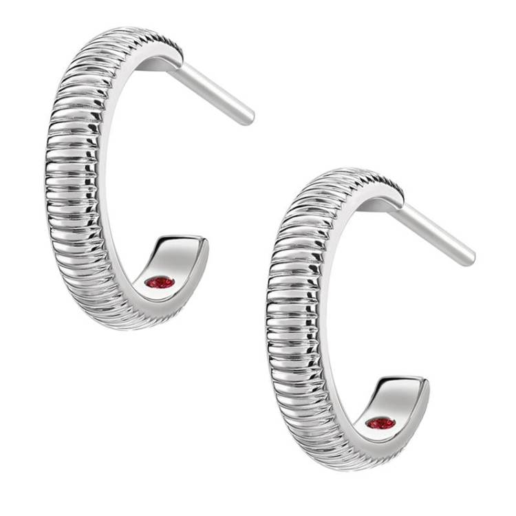 Faberge Colours of Love 18ct White Gold Fluted Hoop Earrings