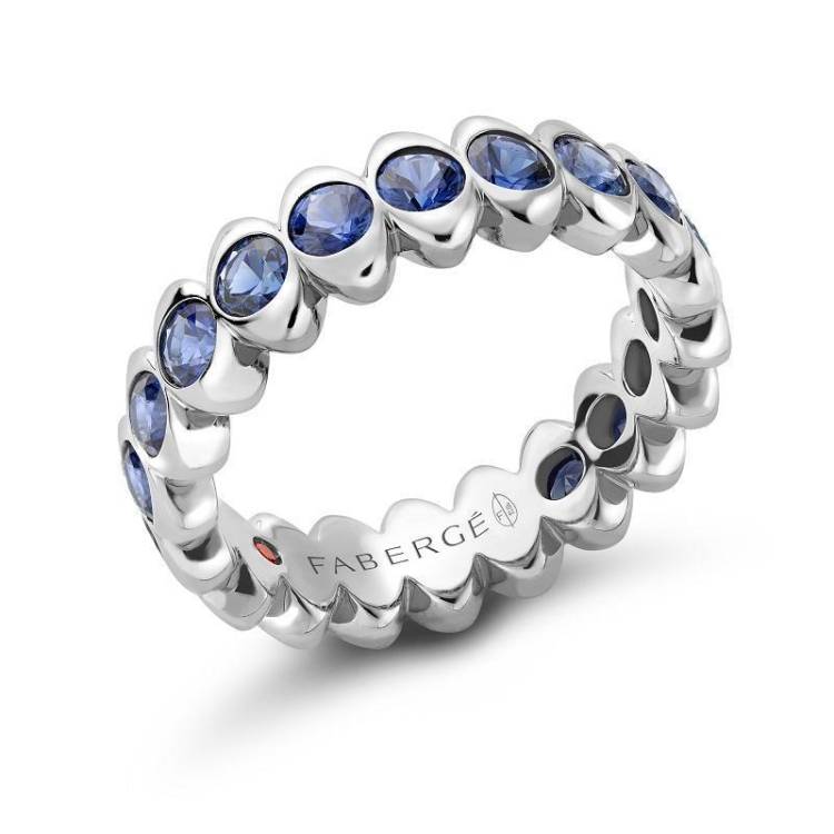 Faberge Colours of Love Cosmic Curve 18ct White Gold Sapphire Eternity Ring - 54