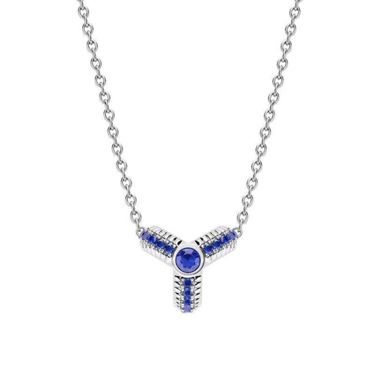 Faberge Colours of Love 18ct White Gold Sapphire Fluted Trio Necklace - White Gold