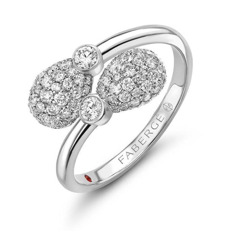 Faberge Emotion 18ct White Gold Diamond Crossover Ring - 48