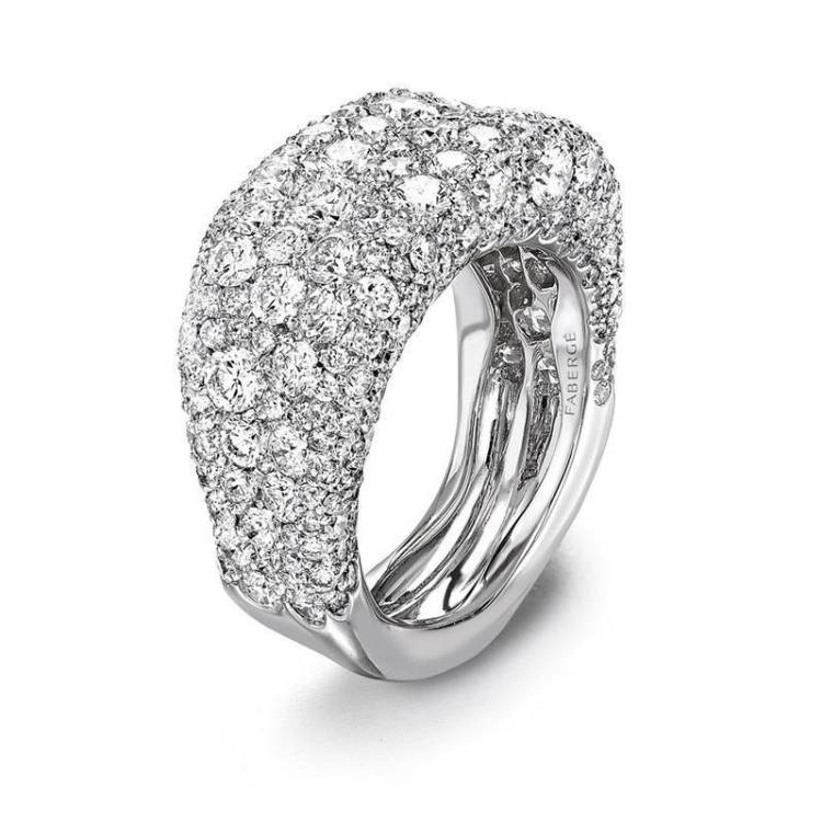 Faberge Emotion 18ct White Gold Diamond Thin Ring - 52