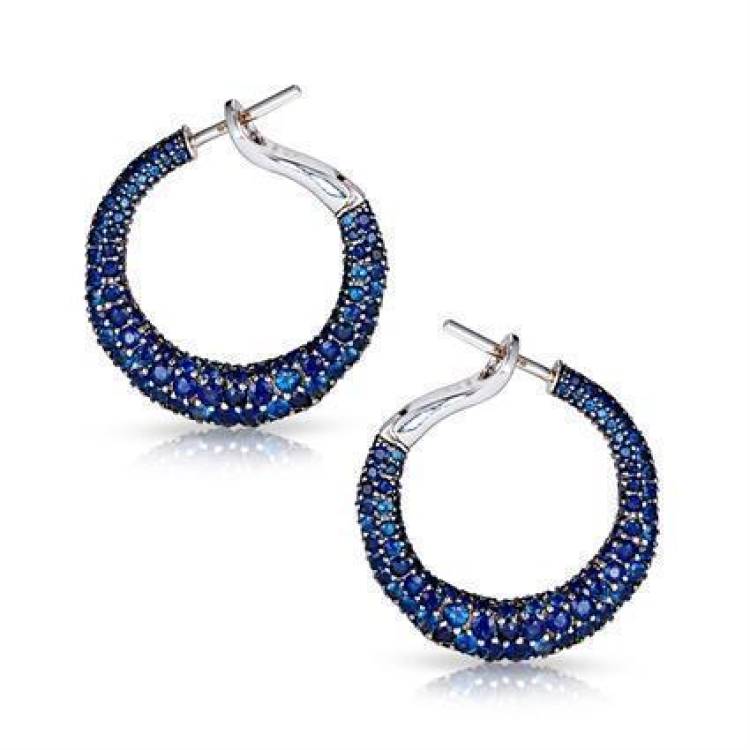 Faberge Emotion 18ct White Gold Sapphire Hoop Earrings - White Gold