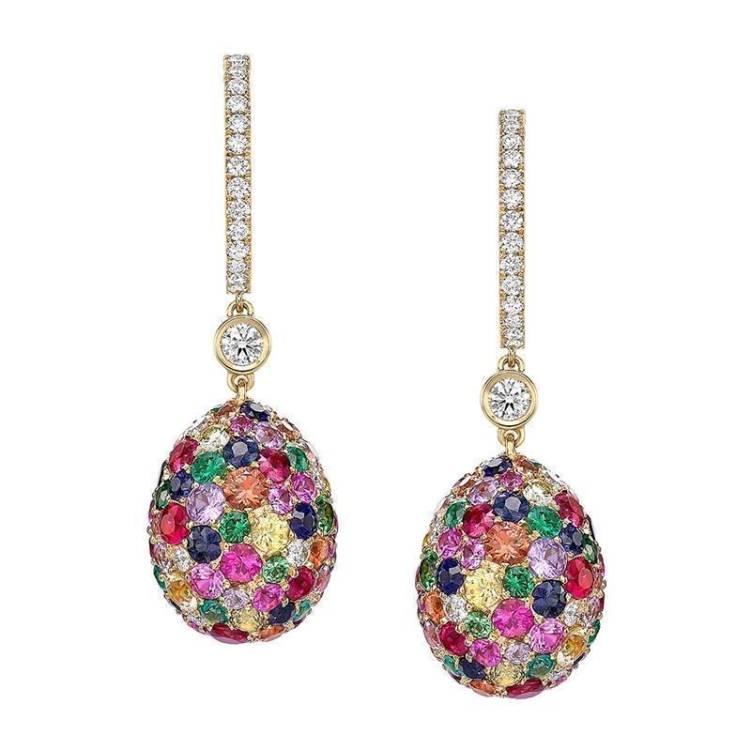 Faberge Emotion 18ct Yellow Gold Multi-Coloured Drop Earrings - Yellow Gold