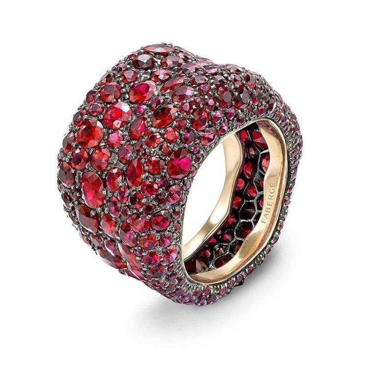 Faberge Emotion 18ct Yellow Gold Ruby Ring - 58