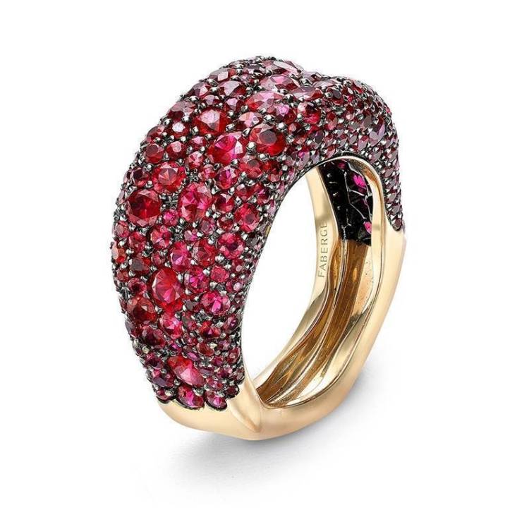 Faberge Emotion 18ct Yellow Gold Ruby Thin Ring - 49