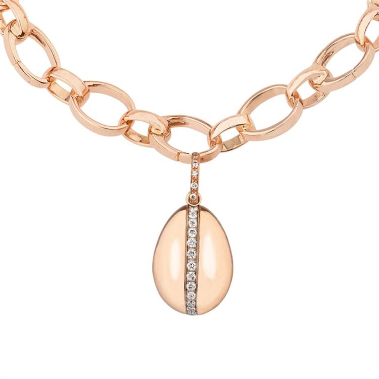 Faberge Heritage Simple Rose Gold Diamond Egg Charm - Rose Gold