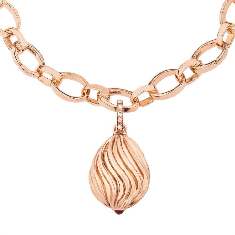 Faberge Heritage Sunburst Pink Sapphire Rose Gold Diamond Charm - Rose Gold