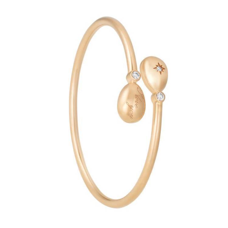 Faberge Essence 18ct Rose Gold Diamond I Love You Crossover Bangle - Gold