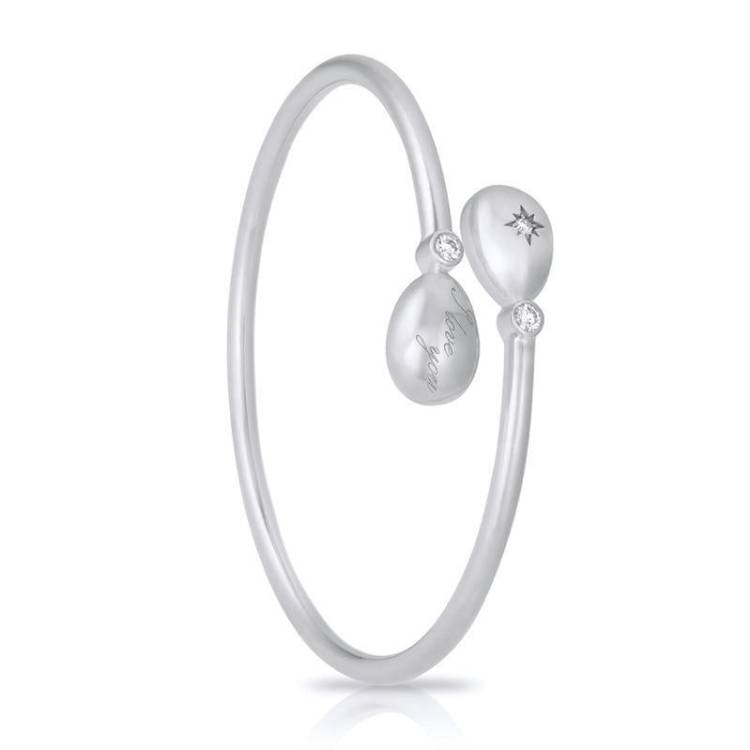 Faberge Essence 18ct White Gold Diamond I Love You Crossover Bangle - Gold