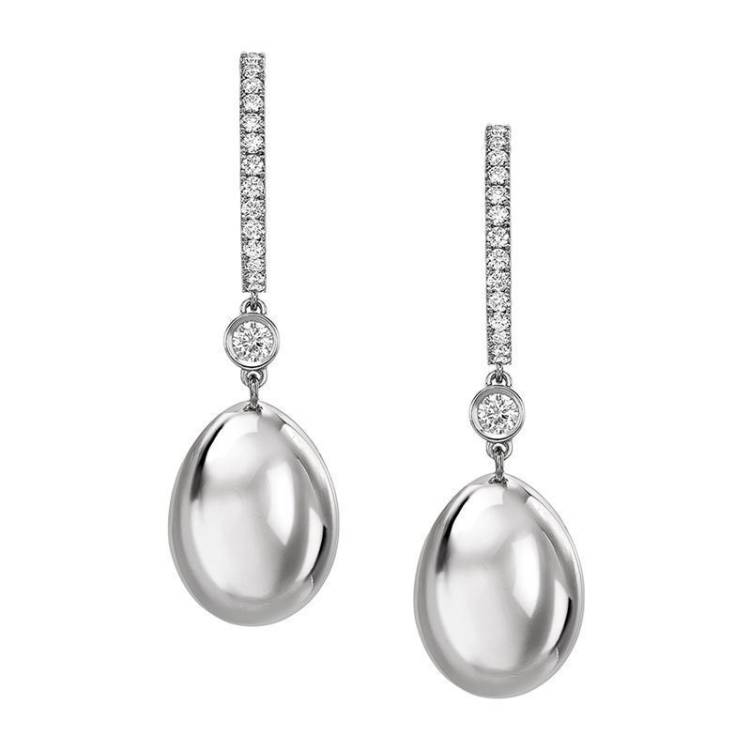 Faberge Essence 18ct White Gold Diamond Simple Earrings - White Gold