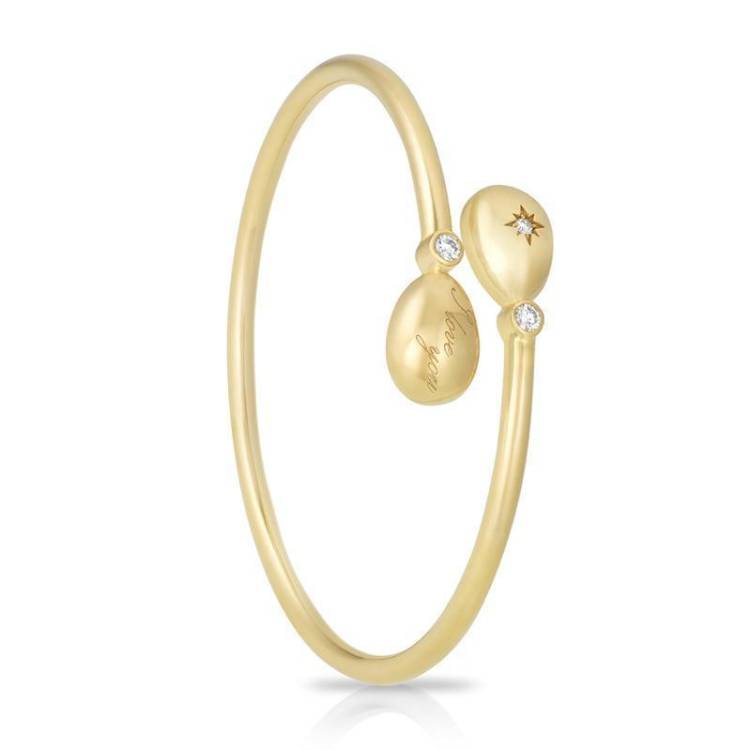 Faberge Essence 18ct Yellow Gold Diamond I Love You Crossover Bangle - Gold
