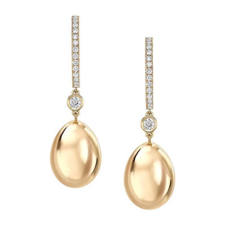 Faberge Essence 18ct Yellow Gold Diamond Simple Earrings - Yellow Gold