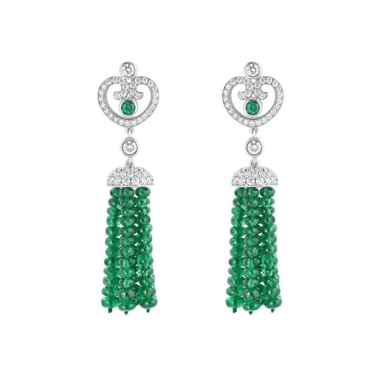 Faberge Imperial Imperatrice Emerald Tassel Earrings - Gold