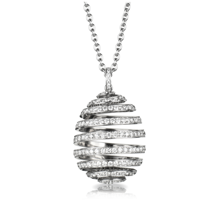 Faberge Essence Spiral 18ct White Gold Diamond Pendant